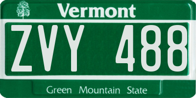 VT license plate ZVY488
