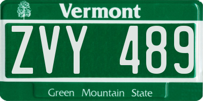 VT license plate ZVY489