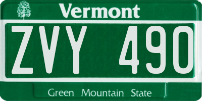 VT license plate ZVY490