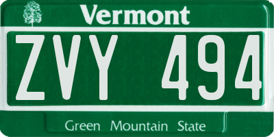 VT license plate ZVY494