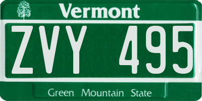 VT license plate ZVY495
