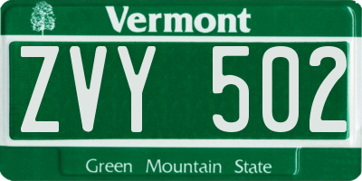 VT license plate ZVY502