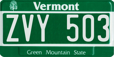 VT license plate ZVY503