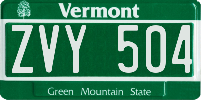 VT license plate ZVY504