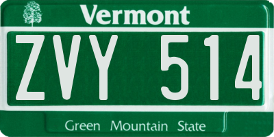VT license plate ZVY514