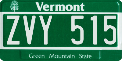 VT license plate ZVY515