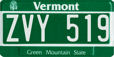 VT license plate ZVY519