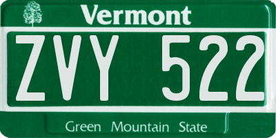 VT license plate ZVY522