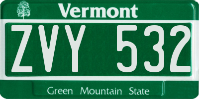VT license plate ZVY532