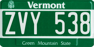 VT license plate ZVY538