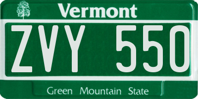 VT license plate ZVY550
