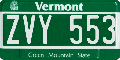 VT license plate ZVY553