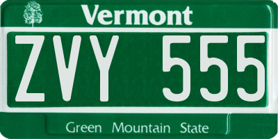 VT license plate ZVY555
