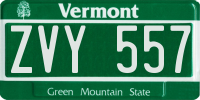 VT license plate ZVY557