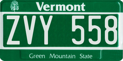 VT license plate ZVY558