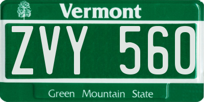 VT license plate ZVY560