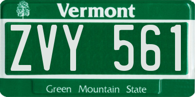 VT license plate ZVY561