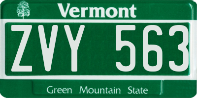 VT license plate ZVY563