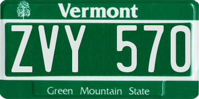 VT license plate ZVY570