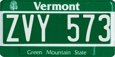 VT license plate ZVY573