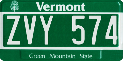 VT license plate ZVY574