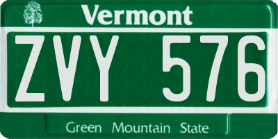 VT license plate ZVY576