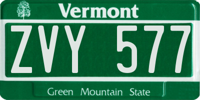 VT license plate ZVY577