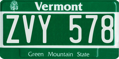 VT license plate ZVY578