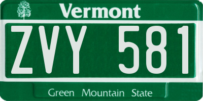 VT license plate ZVY581