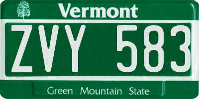 VT license plate ZVY583