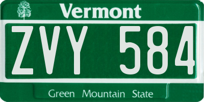 VT license plate ZVY584