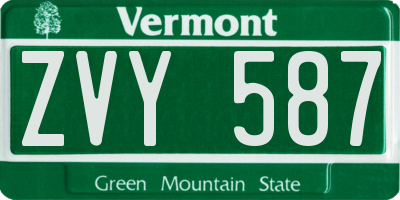 VT license plate ZVY587