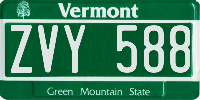 VT license plate ZVY588