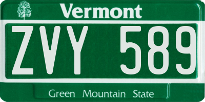 VT license plate ZVY589