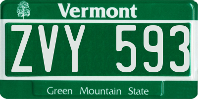 VT license plate ZVY593