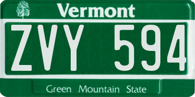 VT license plate ZVY594