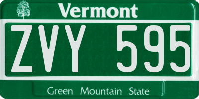 VT license plate ZVY595