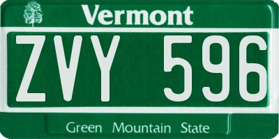VT license plate ZVY596