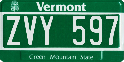 VT license plate ZVY597