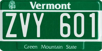 VT license plate ZVY601