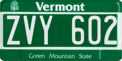 VT license plate ZVY602