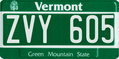 VT license plate ZVY605