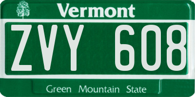 VT license plate ZVY608