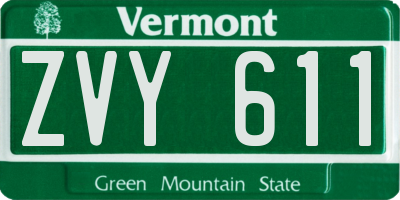 VT license plate ZVY611