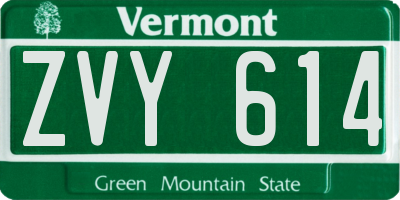 VT license plate ZVY614