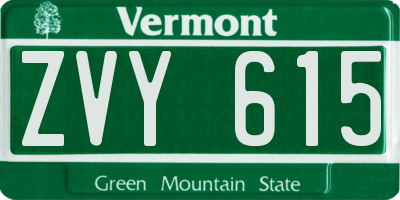 VT license plate ZVY615