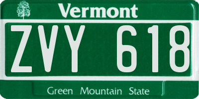 VT license plate ZVY618