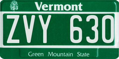 VT license plate ZVY630