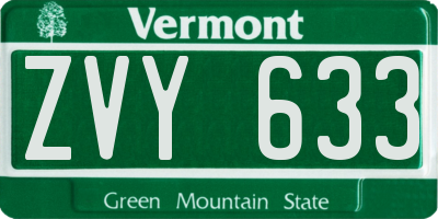 VT license plate ZVY633