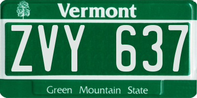 VT license plate ZVY637